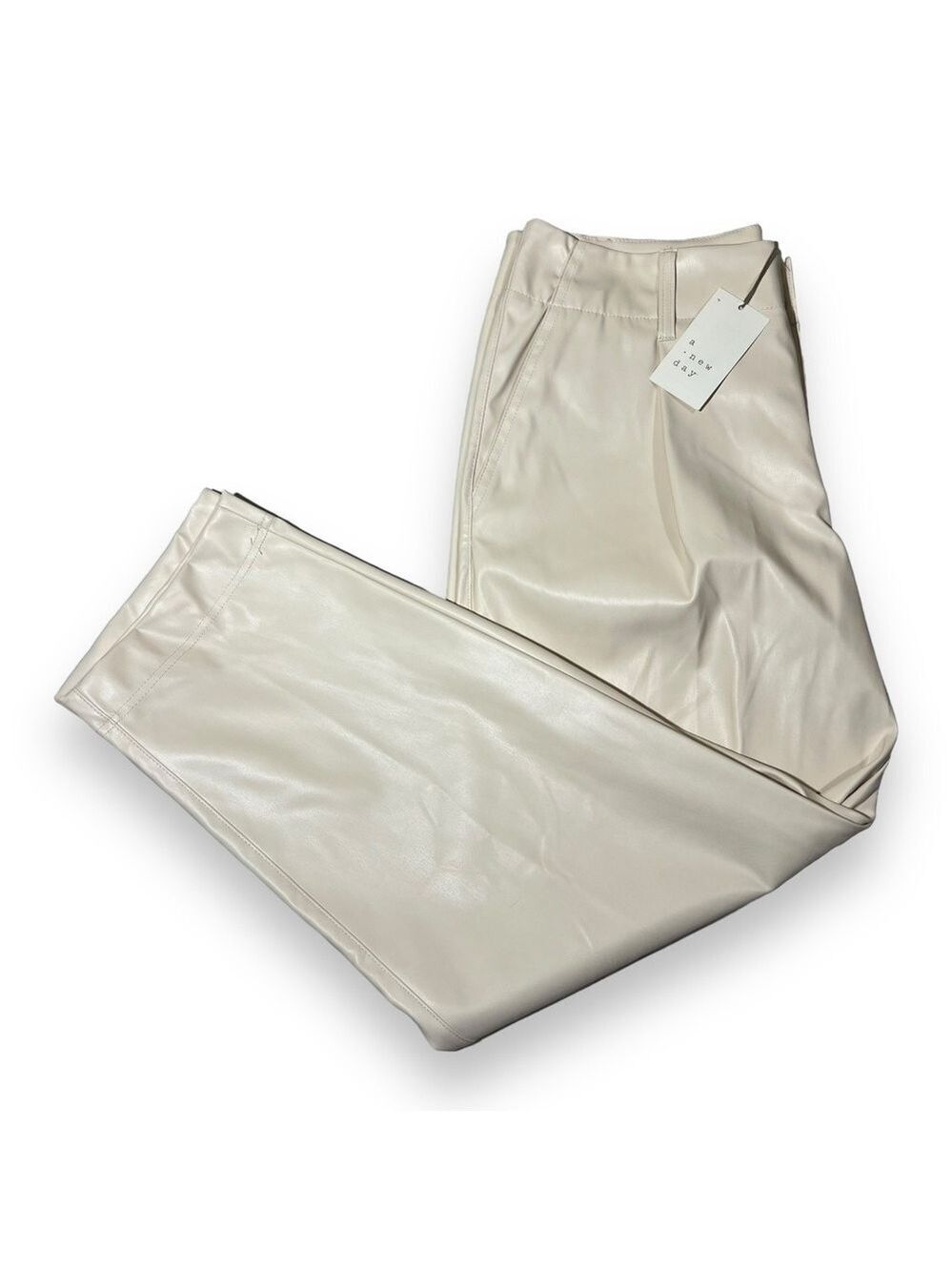 A New Day Women’s Faux Leather Tapered Leg Ankle Pants Caraway Seed Size 12 - Picture 1 of 6